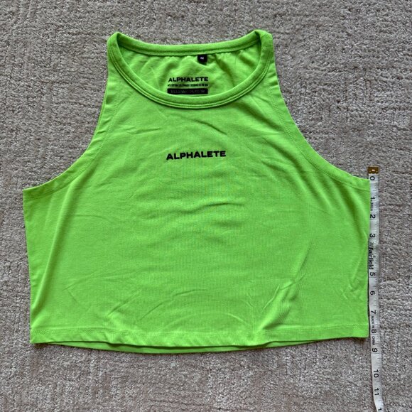 Alphalete Cropped Muscle Tank in Lime Green - Picture 4 of 4